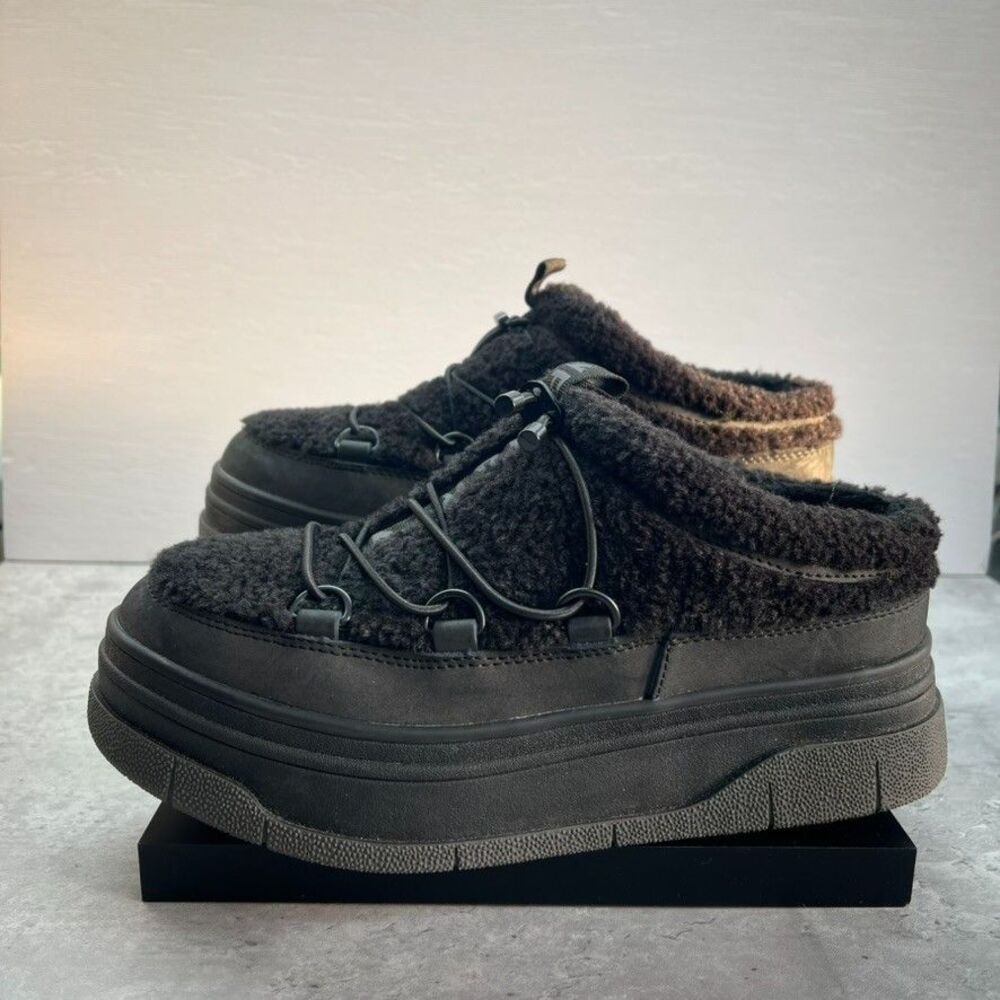 Pajar Jules Waterproof Lace Up Sherpa Nubuck Black Winter Sneaker Mule Womens 7 - Picture 4 of 14